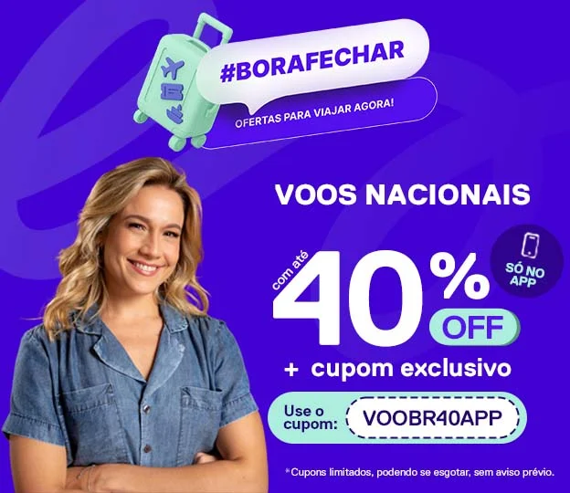 Ganhe até 40% OFF em voos nacionais comprando pelo nosso APP utilizando o cupom