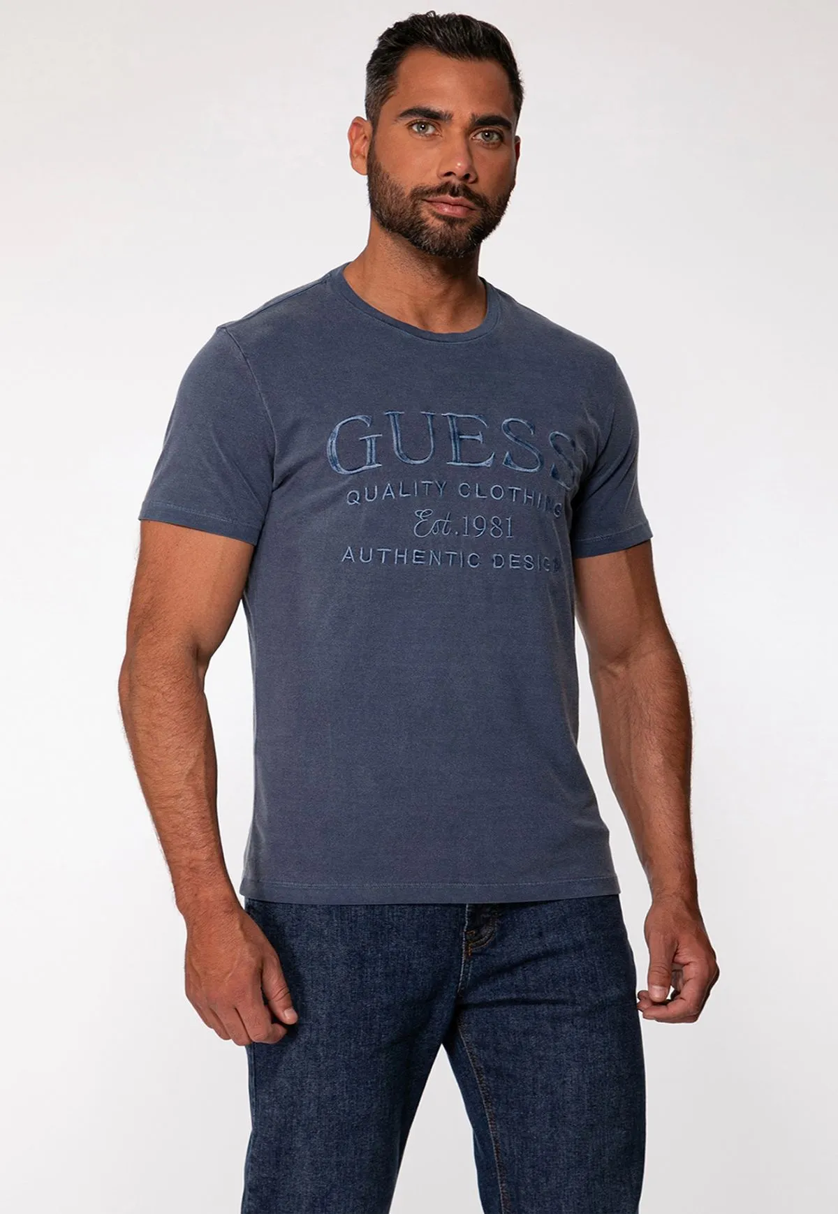 -39%OFF Camiseta Bordado Estonado Azul