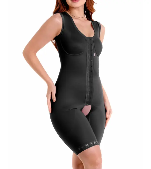 -30%OFF Cinta Modeladora Macaquinho Alça Regata e Fecho Frontal Preto  + 3%OFF no PIX na Cirurgica Sinete