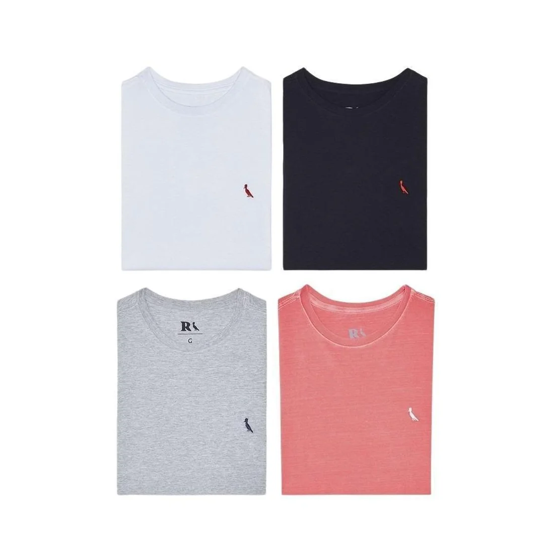 -49%OFF Kit 4 Camisetas Bordadas Brasa Suspiro E Gota Reserva – Vermelho
