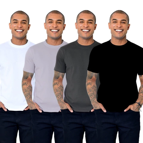 -50%OFF Kit 4 Camisetas Tech Cotton Stretch