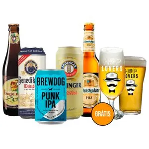-46%OFF Kit Explorador 5 Cervejas Europeias + 2 Copos Grátis
