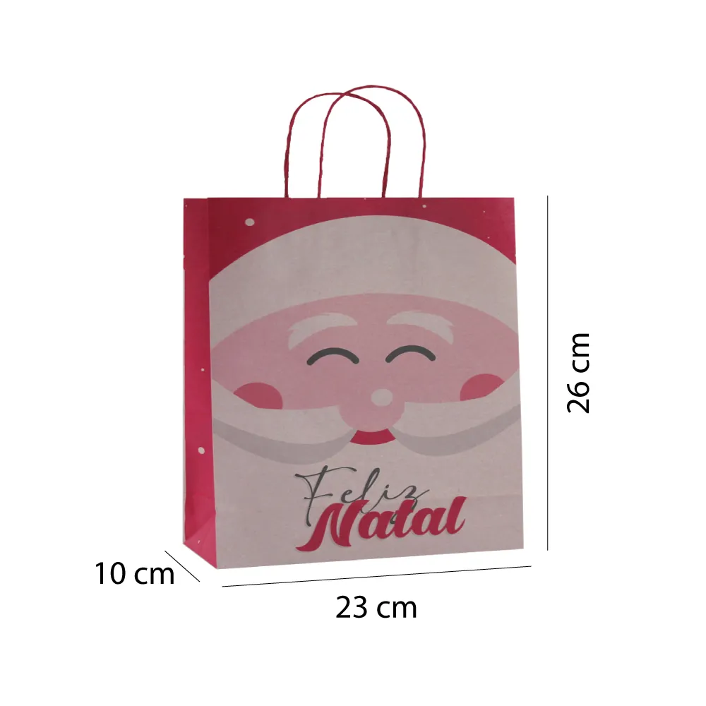 Sacola de papel kraft temática Natal tamanho “P” 26x25x12 cm -10%OFF na primeira compra