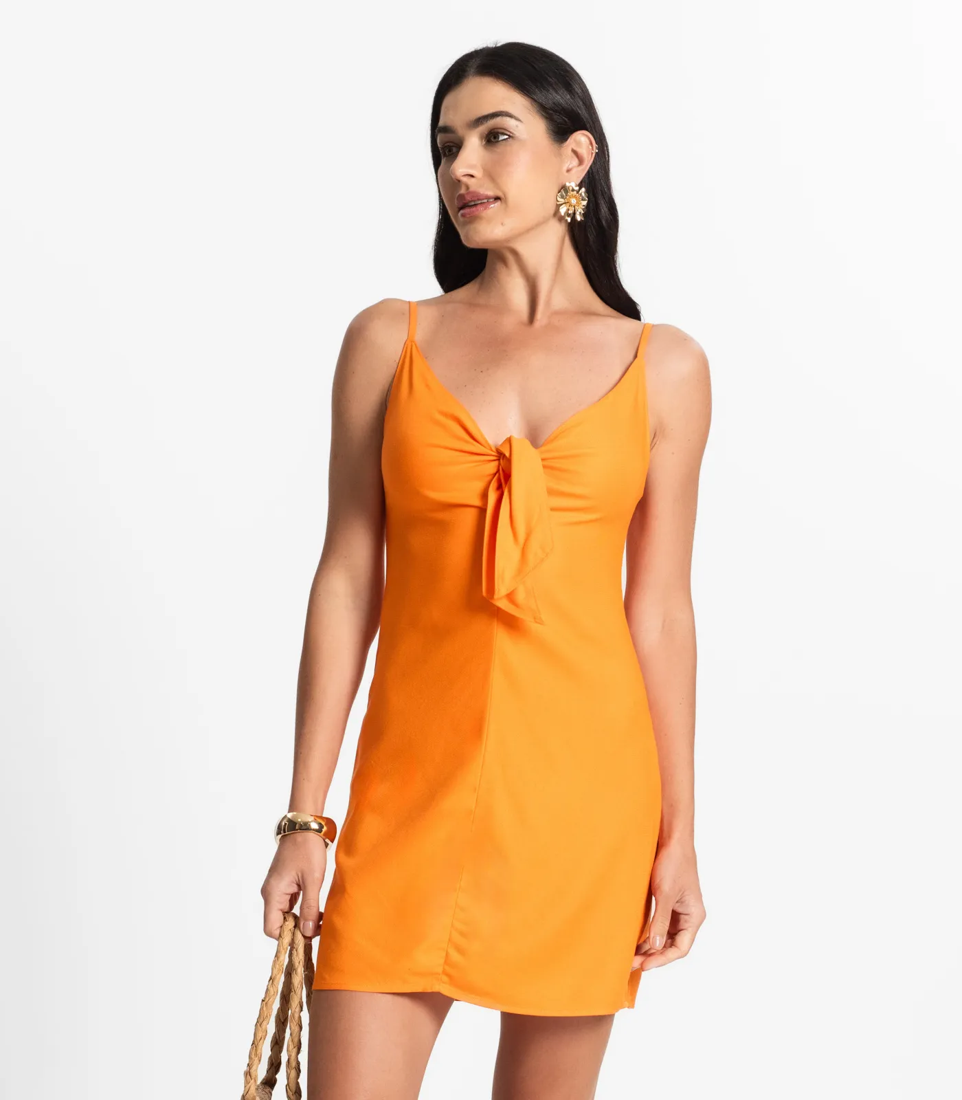 -81%OFF Vestido Feminino Alcinha Com Amarração Select Laranja