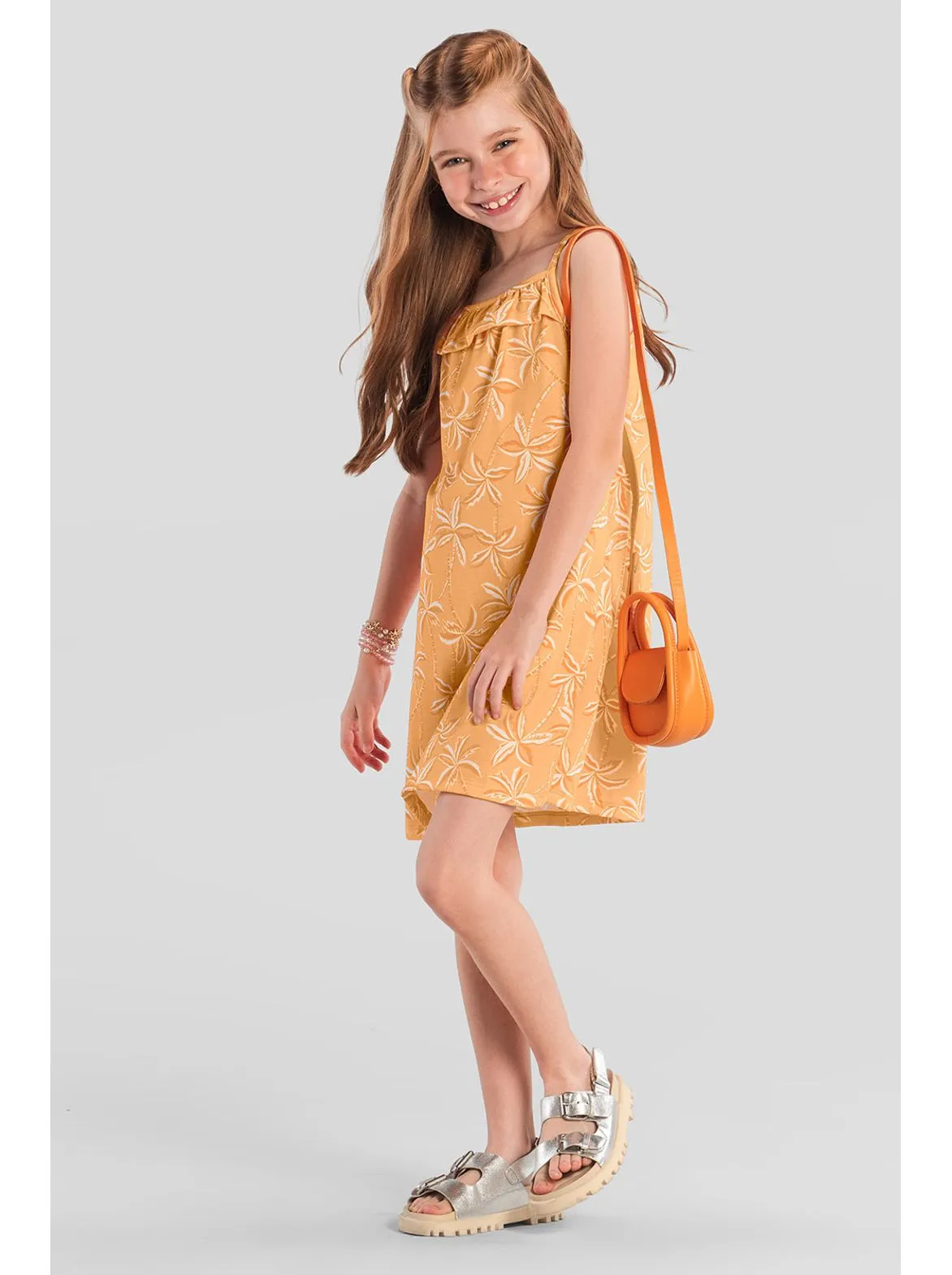 Vestido infantil menina coqueiro Brandili por R$ 49 +5%OFF no Pix
