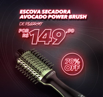 -70%OFF  Escova Secadora Avocado Power Brush 3D Bivolt + 10%OFF no PIX